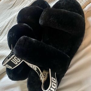 Black UGG Fluff Yeah Slides